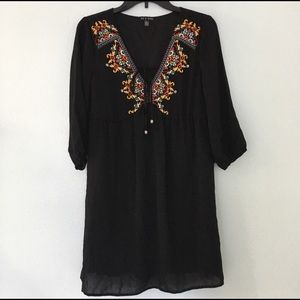 As U Wish Embroidered Black Dress Multicolor-SZ S